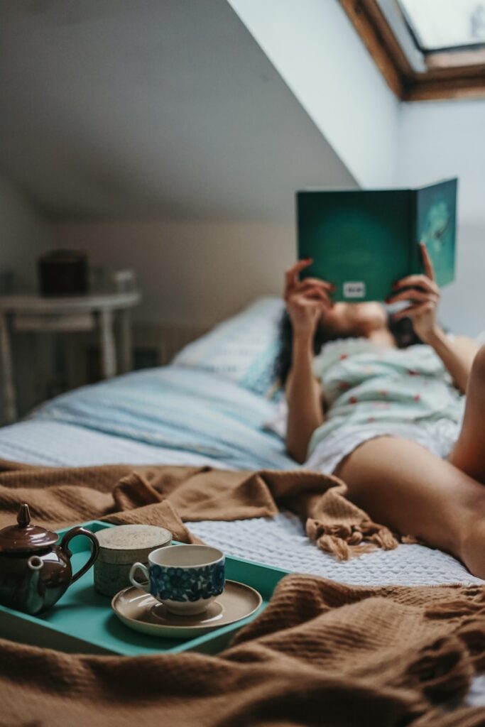 woman reading book