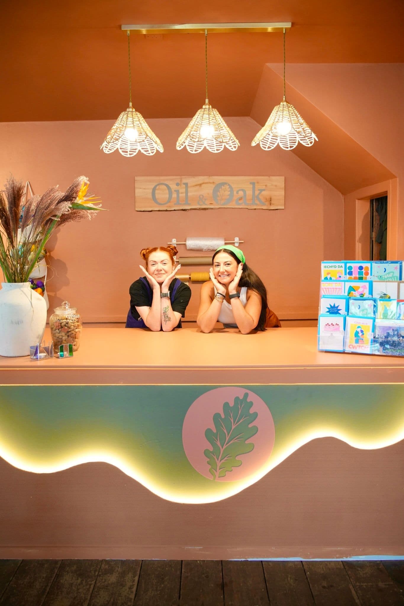Sophie Newlands and Lia Gold in the shop they designed together